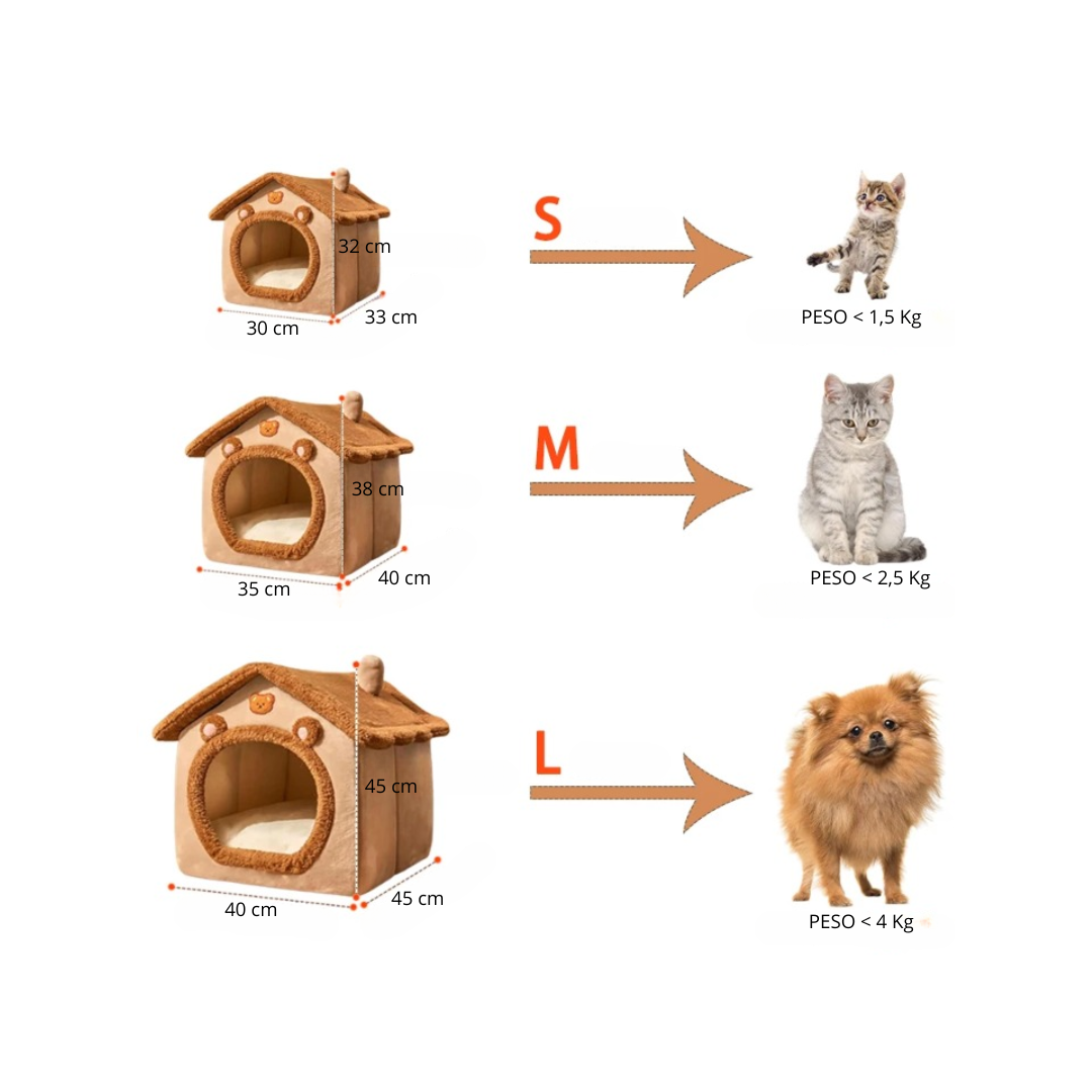 Casita portátil, desmontable y lavable para gatos y perros pequeños